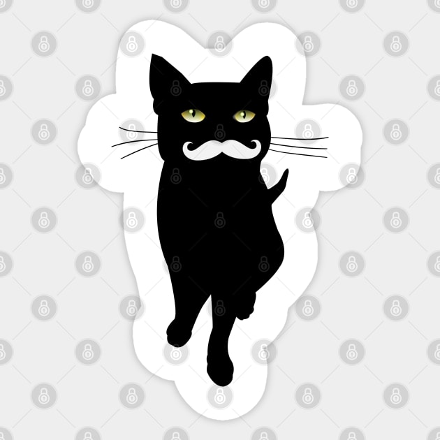 Cat With Mustage | Cat Lovers Sticker by Pushloop